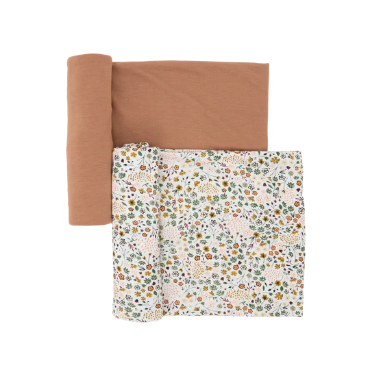 Stretch Knit Swaddles 2 Pack - Pressed Petals