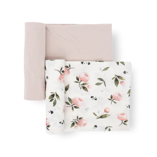 Stretch Knit 2 Pack Swaddles - Watercolor Rose